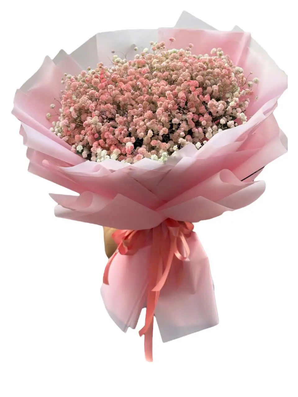 Bó hoa baby hồng giấy hồng siêu dễ thương